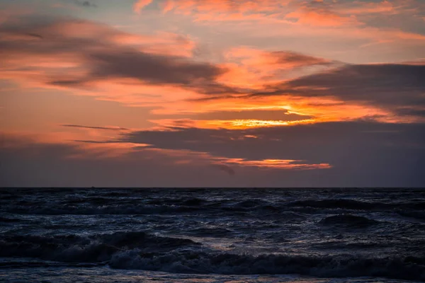 Obloha Západu Slunce Pláži — Stock fotografie