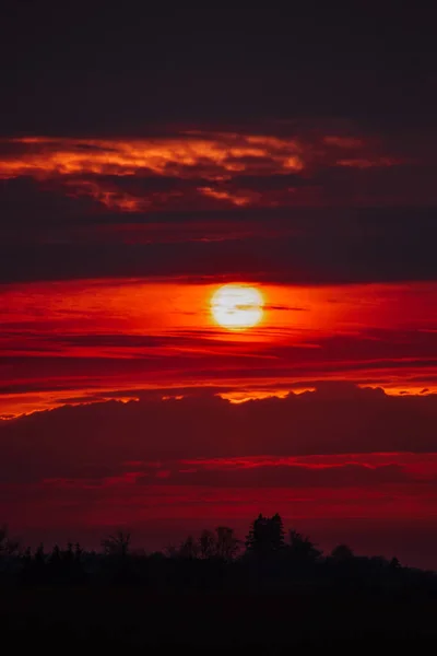 Céu Por Sol Sobre Campo — Fotografia de Stock