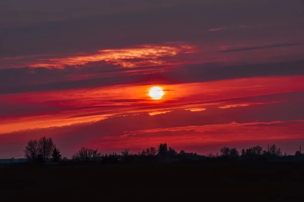 Obloha Západu Slunce Nad Polem — Stock fotografie