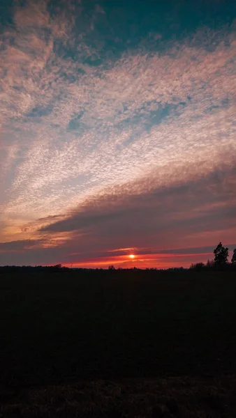 Obloha Západu Slunce Nad Polem — Stock fotografie