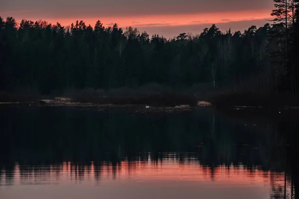 Solnedgång Himmel Över Fältet — Stockfoto