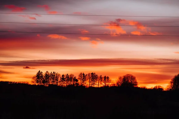 Obloha Západu Slunce Nad Polem — Stock fotografie