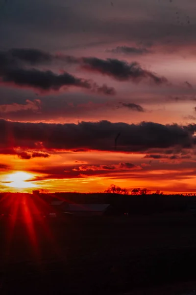 Cielo Del Atardecer Sobre Campo — Foto de Stock