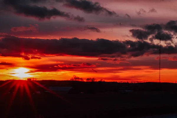 Cielo Del Atardecer Sobre Campo — Foto de Stock