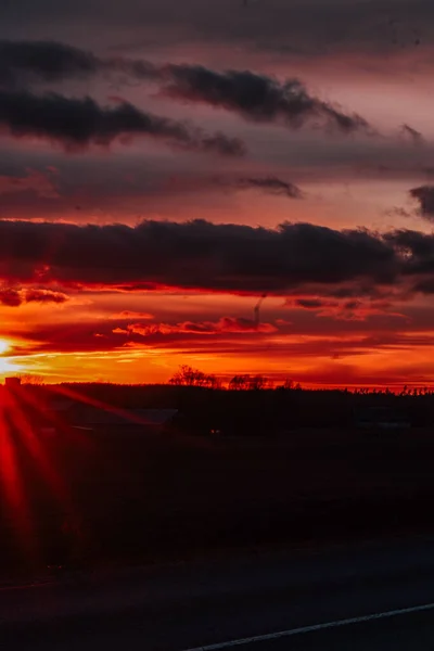 Cielo Del Atardecer Sobre Campo — Foto de Stock