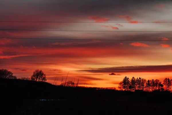 Cielo Del Atardecer Sobre Campo — Foto de Stock