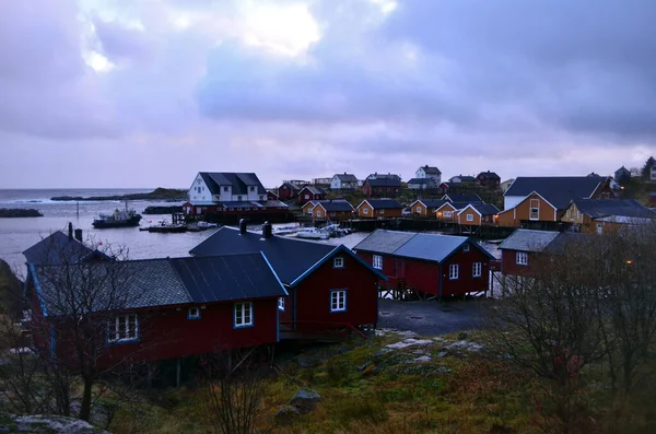 Casas Vermelhas Rorbua Nas Ilhas Lofoten — Fotografia de Stock
