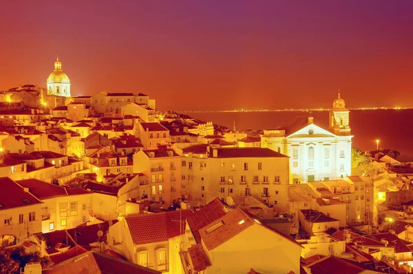 Panorama Lisabonu při západu slunce, Portugalsko — Stock fotografie