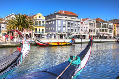 Aveiro, Portekiz - 21 Mart 2017: Geleneksel tekneler Vouga RI