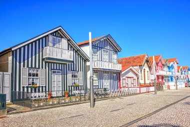 Costa Nova, Aveiro renkli çizgili tipik evleri