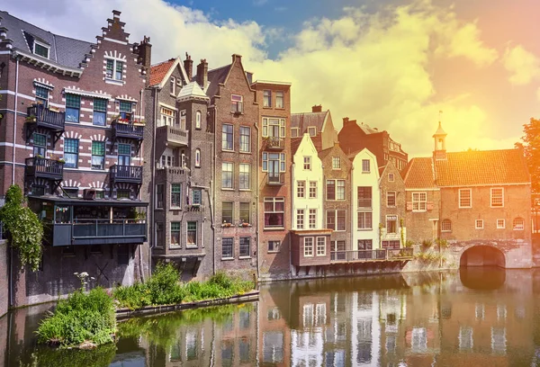 Delfshaven in Rotterdam at sunset, historic centre of Netherland — Stock Photo, Image