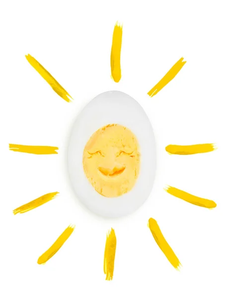 Sunshine boiled eggs as concept of sunny weather and good mood — Stock Photo, Image