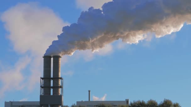 Merokok pipa pembangkit listrik tenaga panas, lanskap industri — Stok Video