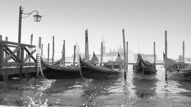 Venedig, Blick auf San Giorgio Maggiore vom Markusplatz aus. Schwarz-Weiß. — Stockvideo