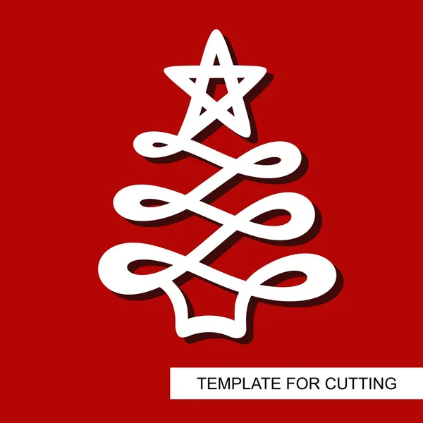 Πρωτοχρονιάτικη Διακόσμηση Χριστουγεννιάτικο Δέντρο Αστέρια Πρότυπο Κοπής Laser Ξυλογλυπτικής Κοπής — Διανυσματικό Αρχείο