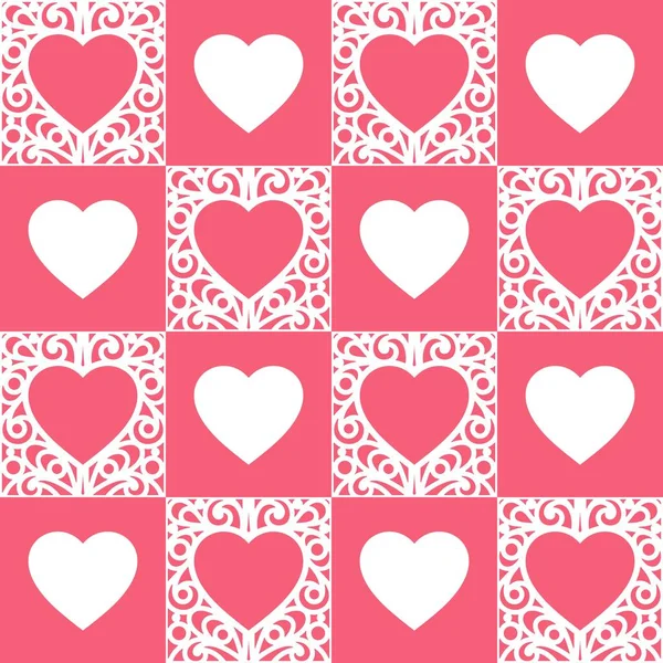 Modèle Sans Couture Avec Des Cœurs Couleurs Blanc Rose Fond — Image vectorielle