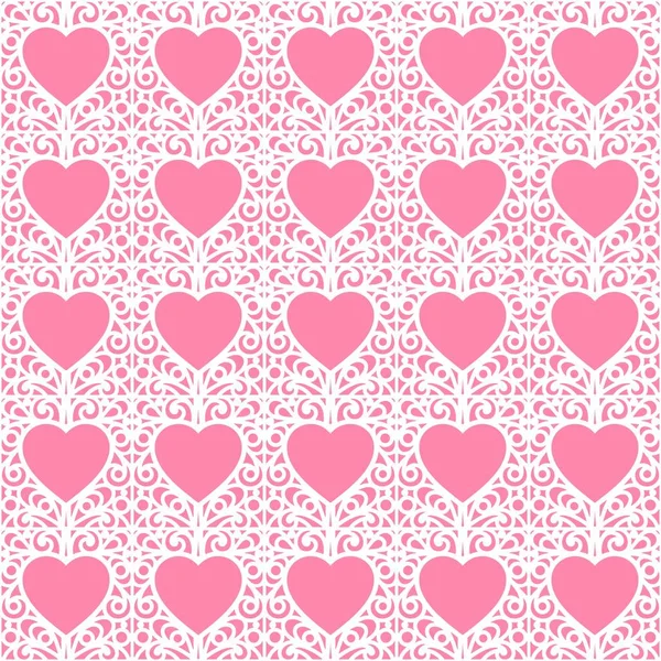 Απρόσκοπτη Μοτίβο Καρδιές Λευκά Και Ροζ Χρώματα Ρομαντικό Φόντο Για — Διανυσματικό Αρχείο