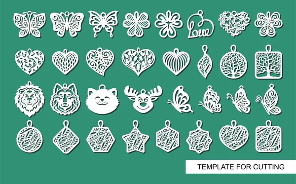 Velká Sada Roztomilých Dekorativních Ornamentů Listy Květinami Motýly Srdíčky Zvířaty — Stockový vektor
