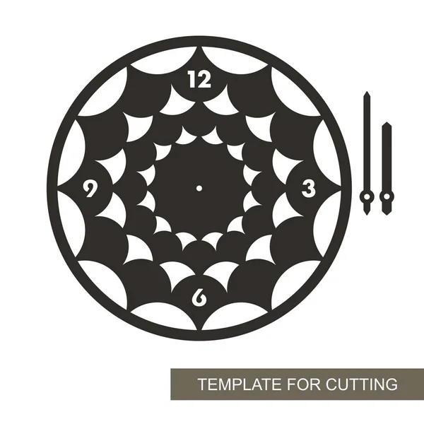 Круглые Черные Настенные Часы Геометрическим Абстрактным Рисунком Арабскими Цифрами Векторный — стоковый вектор