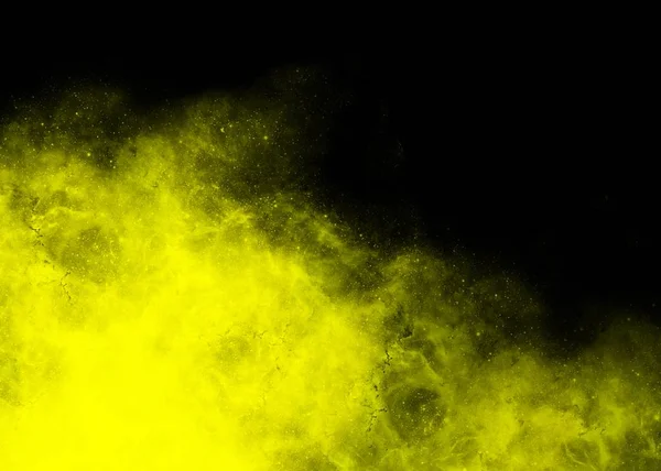 Nebulosa amarela no canto esquerdo no fundo preto Fotos De Bancos De Imagens