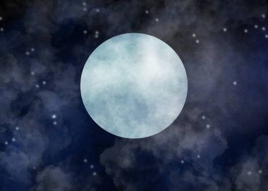Gece gökyüzünde parlayan ay nebulasıyla