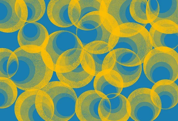 Hypnotic yellow circles on light blue background