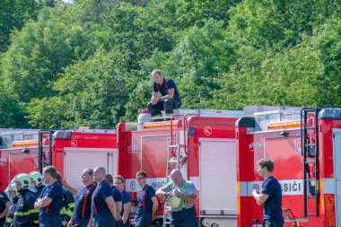 Firefighters prepared for training on small airfield