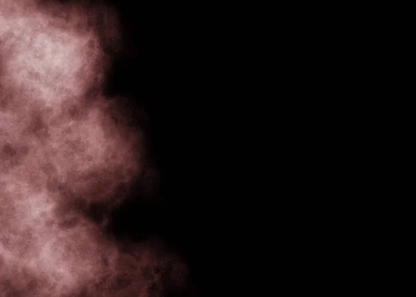 Pink and white smoke on left side of black background — Stok fotoğraf