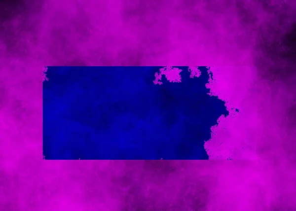 Blauwe rechthoek op roze nevel achtergrond — Stockfoto