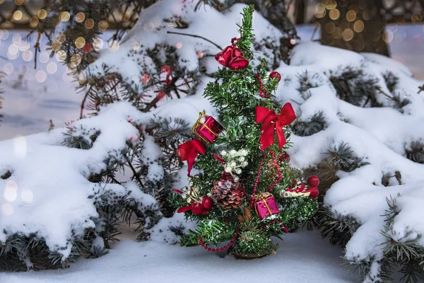 Nytt årskort med julgran — Stockfoto