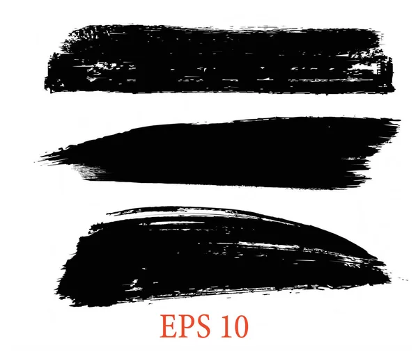 Línea Negra Pinceladas Grunge Set Pintura Tinta Eps — Archivo Imágenes Vectoriales