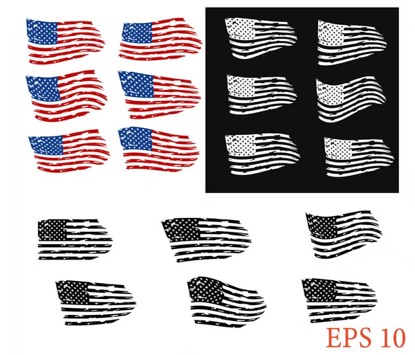 Usa Flag アメリカ国旗を設定します Eps 10クリップアート — ストックベクタ