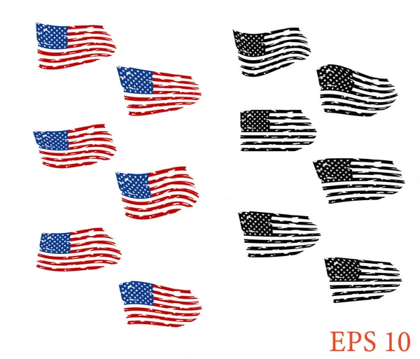 Usa Flag アメリカ国旗を設定します Eps 10クリップアート — ストックベクタ