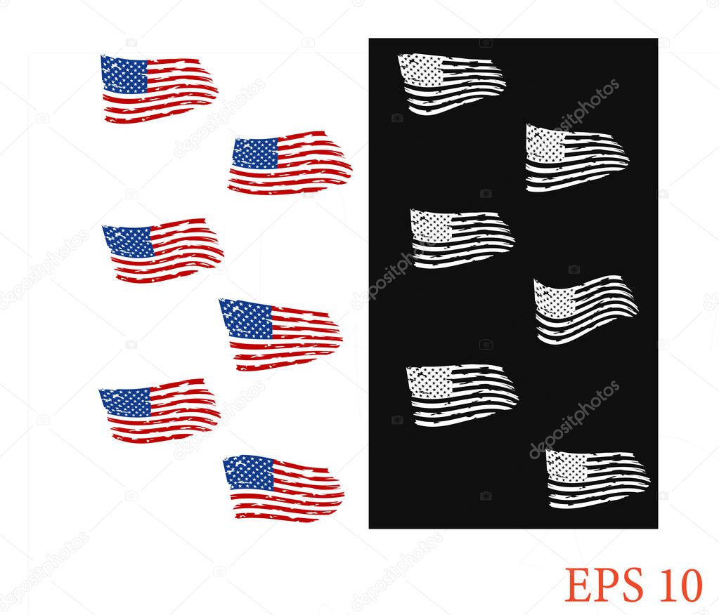 USA Flag - Distressed american flag, set usa flags. EPS 10, Clip art,