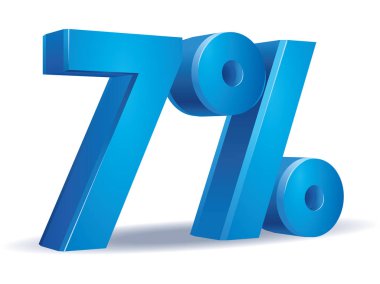 yüzde 7 vektör Illustration mavi beyaz arka plan rengi