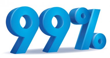 yüzde 99'u vektör Illustration mavi beyaz arka plan rengi