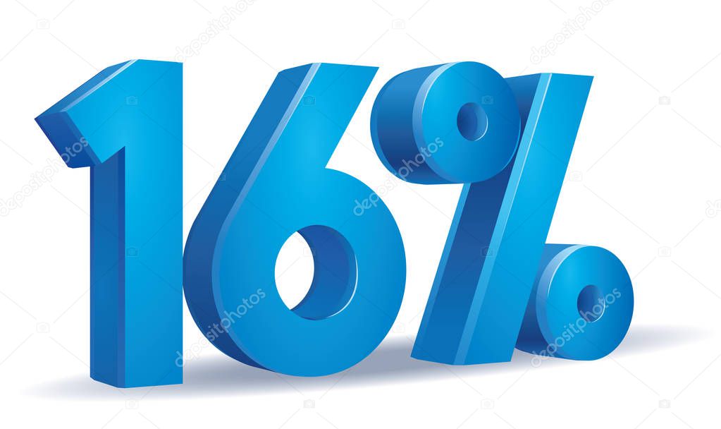 illustration Vector of 16 percent blue color in white background