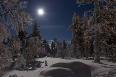 Full moon reflecting on the snow clipart