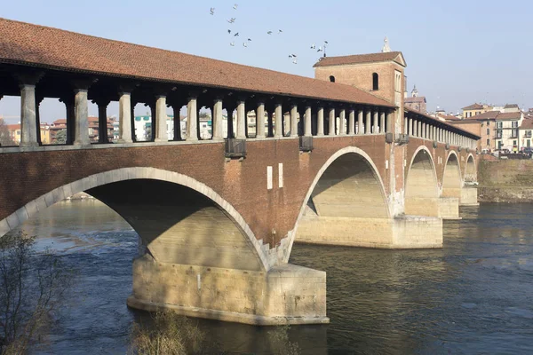 Vue sur le célèbre pont de Pavie — Photo