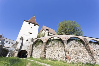 Biertan, Romanya - 29 Nisan 2018: Tranylvania 'daki biertan kasabası