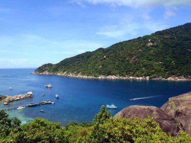 Koh Tao, Tayland - 25 Nisan 2013: Tropik cennet manzarası, Koh Tao Adası, Tayland