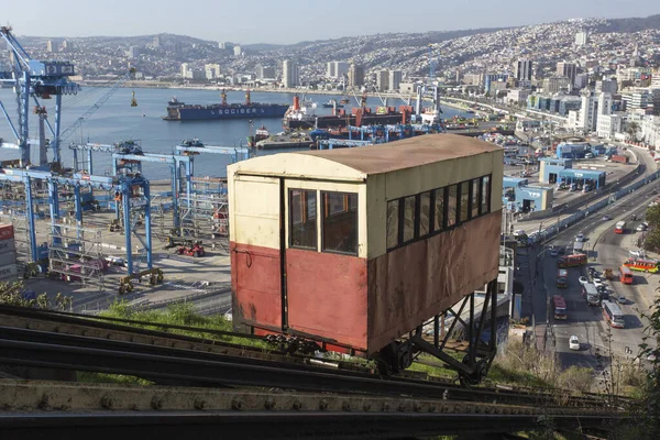 Valparaiso Chile Sierpnia 2019 Historyczny Widok Kolejki Linowej Valparaiso — Zdjęcie stockowe