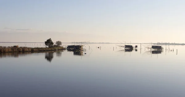 Comacchio Itália Dezembro 2019 Casas Pesca Comacchio Itália — Fotografia de Stock