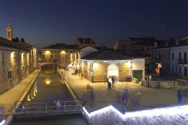 Comacchio Italien Dezember 2019 Blick Auf Comacchio Bei Nacht — Stockfoto
