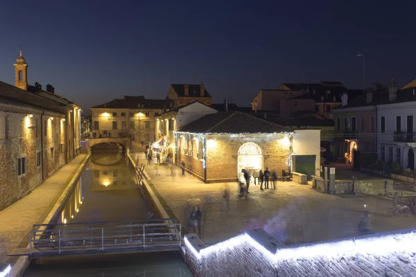 Comacchio Italie Décembre 2019 Vue Comacchio Nuit — Photo