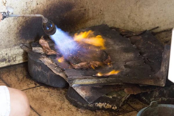 Gătitul Foc Piața Tradițională Tomohon Din Indonezia — Fotografie, imagine de stoc