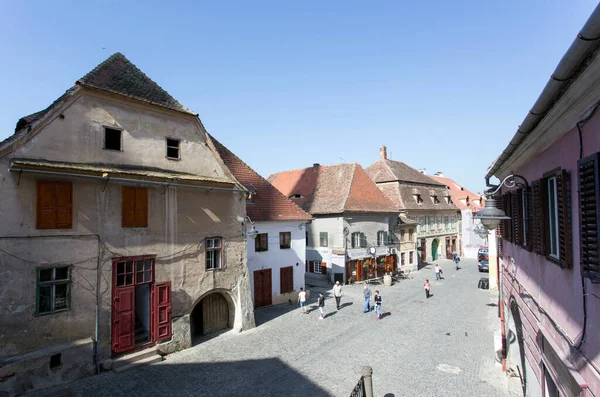 Sibiu Rumania Mayo 2018 Calle Ciudad Sibiu Con Turistas Gente — Foto de Stock