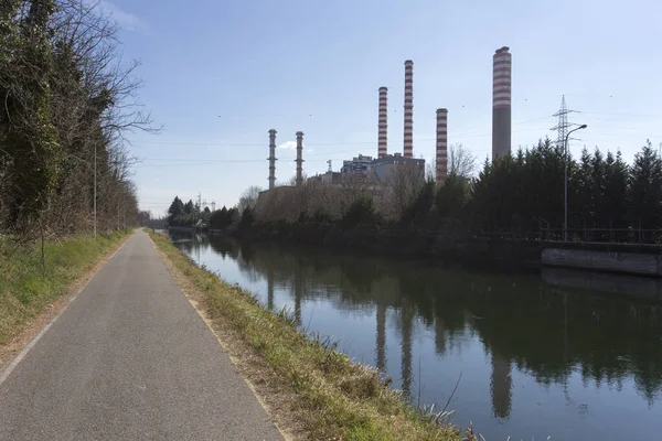 Turbigo Itálie Března 2020 Pohled Elektrárnu Turbigo Při Zamykání Covid — Stock fotografie