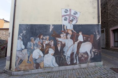 Orgosolo, İtalya - 29 Aralık 2018: Orgosolo, Sardinya 'da tipik boyalı duvarlar