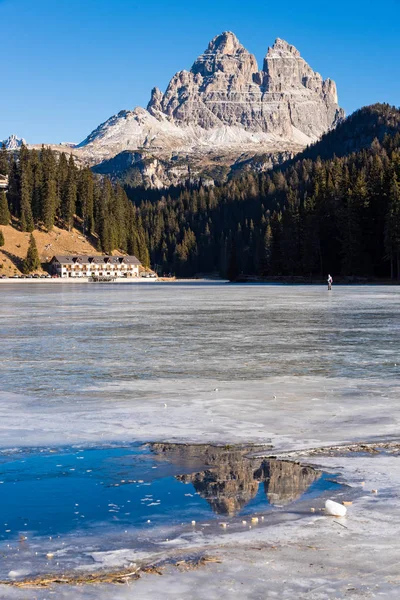 Paysage Hivernal Lac Gelé Misurina Italie — Photo